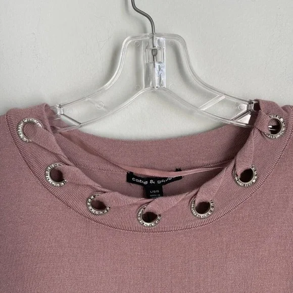 Cable & Gauge Mauve Long Sleeve Embellished Grommet Sweater - Picture 3 of 6